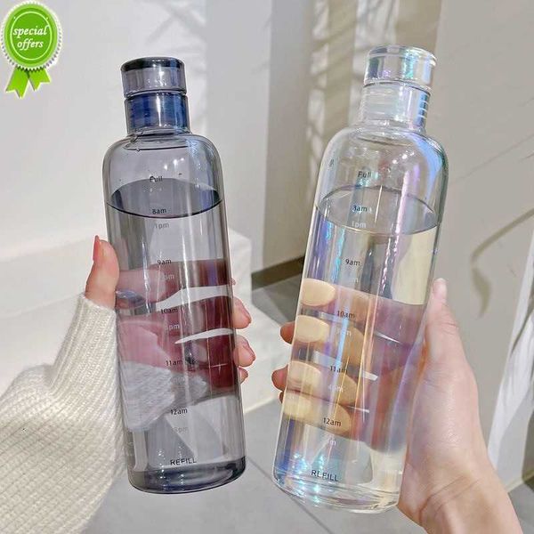 500 ml/700 ml Plastikwasserflasche Zum Trinken Auslaufsicher Mit Zeitmarkierung Wasserflaschen Für Mädchen Kostenloser Versand