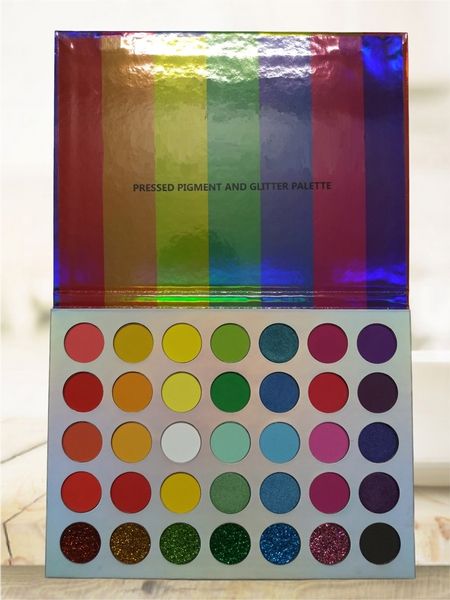 Langanhaltende Mattschimmer-Lidschatten-Palette Regenbogenfarben Hochpigmentierte bunte Lidschatten-Palette Glitter Pressed Powder Palette Makeup