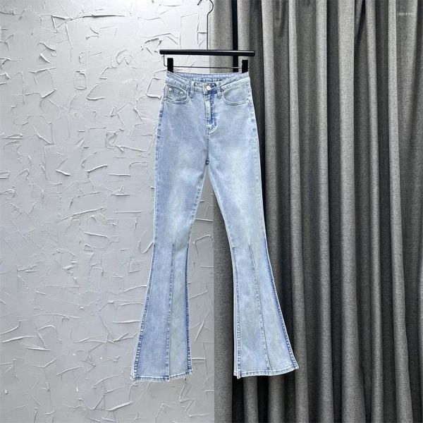 Damen Jeans blau gewaschen für Damen Frühling und Sommer Mädchen hohe Taille gerade Schlaghose Damen Slim Skinny Sexy Denim Jean