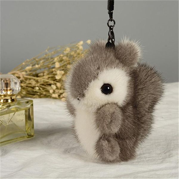 Schlüsselanhänger Nerzhaar Eichhörnchen Schlüsselanhänger Mode Pom Spielzeug 12CM Tote Car Charm Anhänger