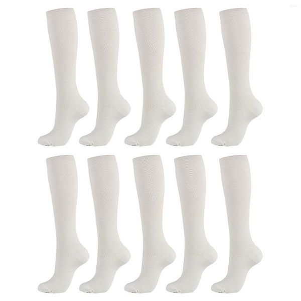 Sports Socks 5Pairs Men Mulheres Meias Knee High Flight Athletic Gravidez para executar a compressão Non Slip Nurses Hucking