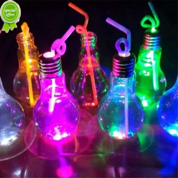 10pcs luminoso lâmpada xícara de água garrafa de água de 400 ml de chá de chá criativo garrafas bebem suco de suco de plástico garrafa de água fofa atacado