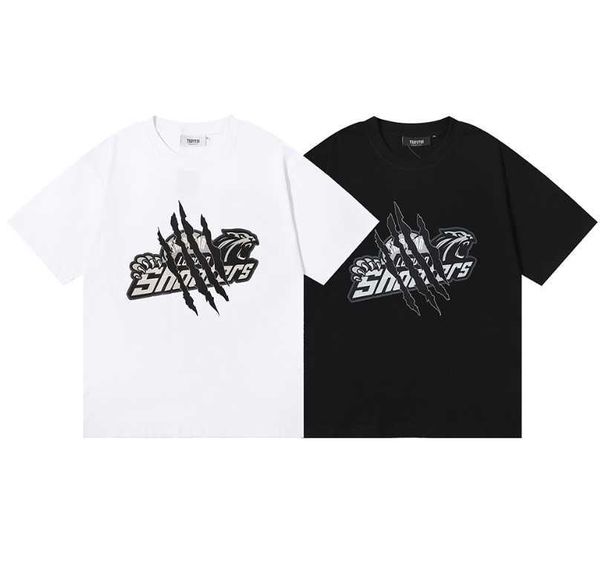 Tasarımcı Moda Giyim Tshirt Tees Trapstar Shooters Claw Scratch Print High Street Gevşek Rahat Erkek Kadın Saf Pamuklu Kısa Kollu Tişört Moda satılık