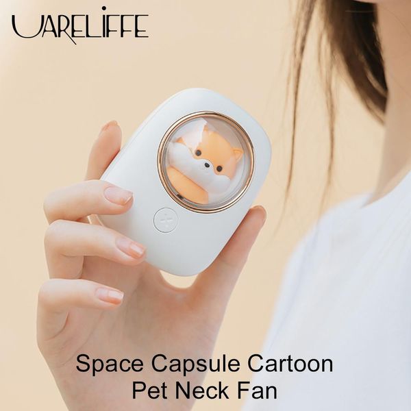 Luchtbevochtigers Uareliffe Space Capsule Hangende nekventilator Leuke zomerkoeler Oplaadbare handheld mute-ventilator met nachtlampje Kinderen cadeau