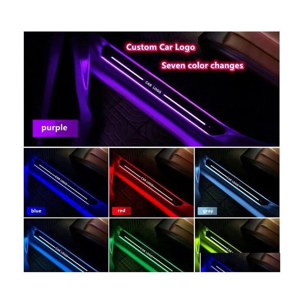 Decorazioni interne Motorers Led Car Door Borders Decorazione Luci Usb Scuff Plate Pedal Davanzale Pathway Light per la maggior parte dei veicoli Cu Dhlgg