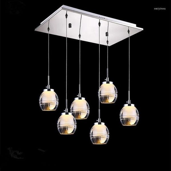 Kolye lambaları Modern Led Kristal Avize Basit Yemek Odası Hanglamp Parlak Light Living Beyaz/Sıcak Ev Deco Fikstürü