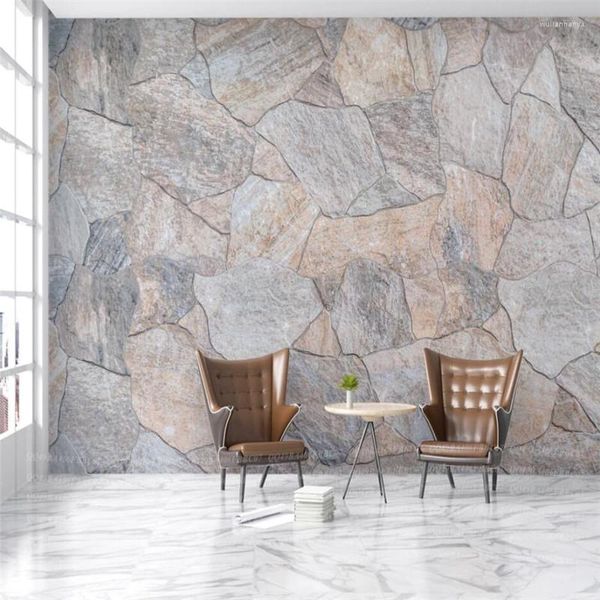 Sfondi moderno e minimalista colore irregolare muro di pietra sfondo murale per soggiorno camera da letto pareti carte 3D decorazioni per la casa