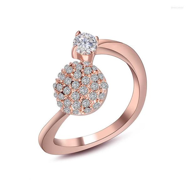 Ringos de cluster S7 Spot Wholesale Rose Gold Ball Fashion Diamond Ring Bated's Titanium Steel SA429