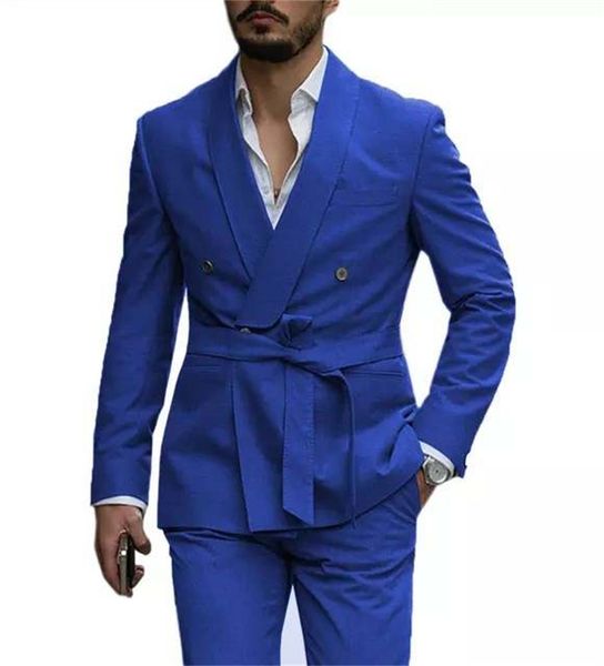 Ternos masculinos Blazers Casual Wear Blazer Sets Troushers Blue Men Suit