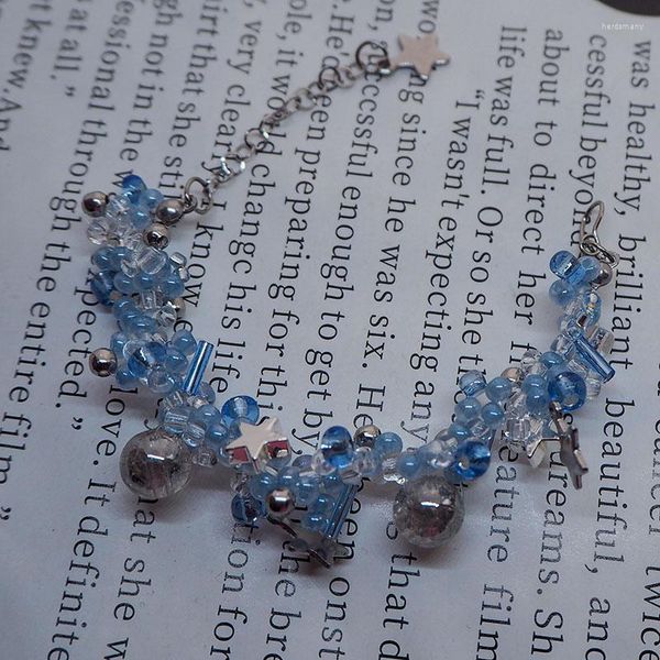 Lien Bracelets Cluster Perles Pour Femmes Bleu Rouge Graine De Verre Perlé Étoile En Acier Inoxydable Charmes Bracelet Fée Noyau Bijoux Fille Cadeau