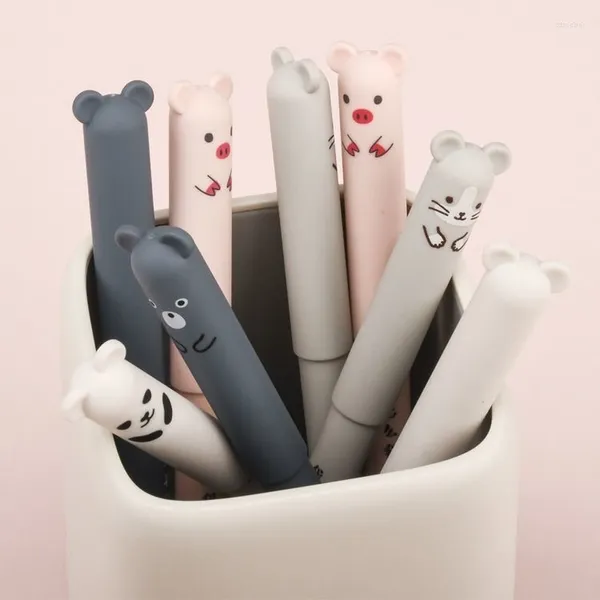 4 pezzi Kawaii Orso Panda Mouse Gel Penne Cancelleria Papeleria Simpatici animali Penna da scrittura cancellabile Forniture per ufficio scolastico per studenti