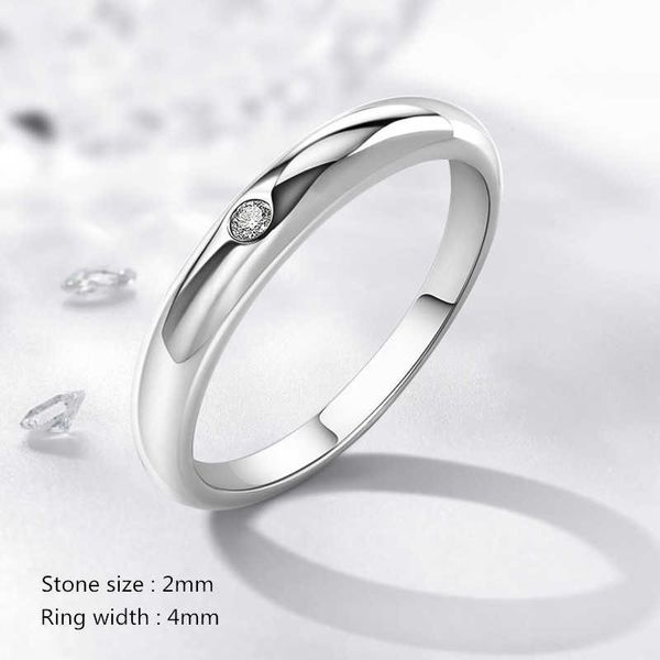 Ringas de banda 925 Sterling Silver Feminino Feminino Sweet Ring Light Smooth Excelente zircão branco anéis finos para feminino jóias de casamento Anéis Z0509