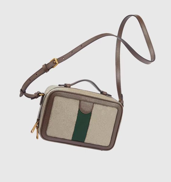 739392 Ophidia Small ombro bolsa de câmera 2 cores Couro de lona cinza bege com alça longa alça de alça feminina designer crossbody saco de bolsa clássica de bolsa de bolsa de bolsa