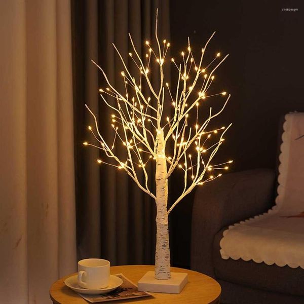 Ночные светильники светодиодные березовые дерево светящиеся ветвь теплой для домашней спальни свадебная вечеринка рождественское праздник украшения