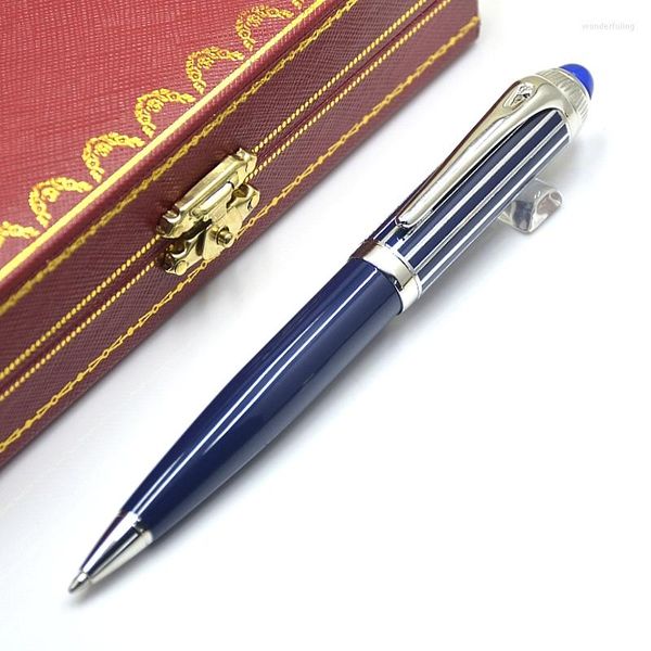 Роскошная CT Ballpoint Pen Metal Blue Silver Stripe High Grade Prises Pize Satchery Gif