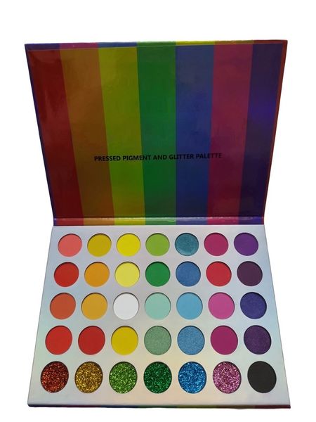 Tavolozza di ombretti colorati altamente pigmentati 35 colori arcobaleno Palette di ombretti luccicanti opachi a lunga durata Palette di glitter per trucco
