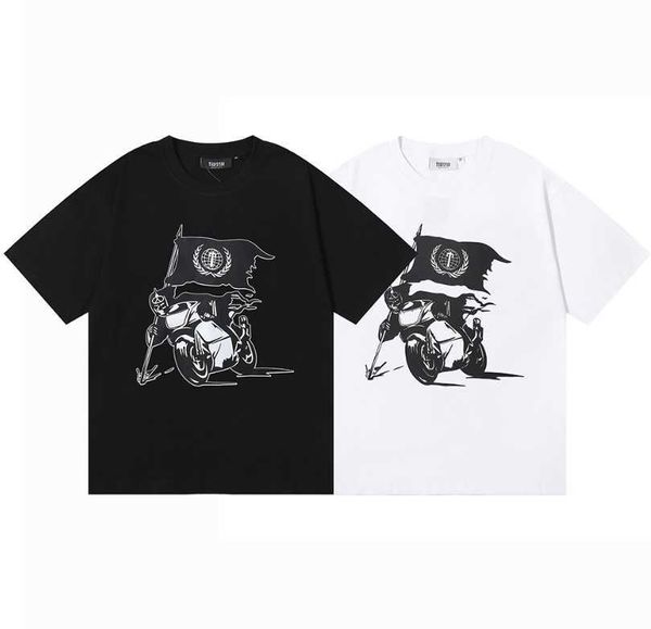 Designer Mode Kleidung T-Shirt T-Shirts Trapstar London Outlaw Tee Evil Knight Flag Print Lässiges Kurzarm-T-Shirt für Männer Frauen Sommer Luxus Lässige Baumwolle Streetw