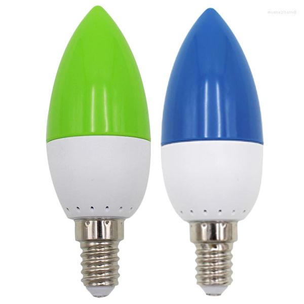 Lampadina a punta di candela a LED a 14 pezzi E14 - 1 verde blu