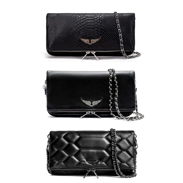 7A Pochette Rock Swing Your Wings Tasche Damen-Einkaufstasche Schultertasche Mann Echtes Leder Zadig Voltaire Tasche Flügelkette Luxuriöse Mode-Clutch-Klappe Umhängetaschen