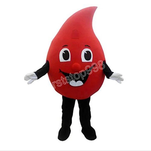 Hot New Red Drop Drop of Blood Mascot Trajes Fanche Fanche Fanche Party Dress Cartoon Character Dit Suit de adultos Tamanho da Páscoa de Páscoa de Carnaval Publicidade