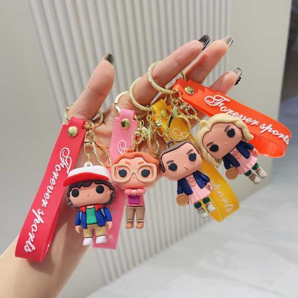 Schlüsselanhänger Stranger Things Schlüsselanhänger Eleven Dustin Barb Anime Schlüsselanhänger Ring Schlüsselanhänger Damen Herren Schmuck Schlüsselanhänger Dekoration Tasche Charm Freund J230426