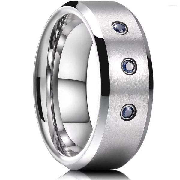 Trauringe Einfache Männer Titan Edelstahl Für Frauen Intarsien Blauer Zirkon Verlobung Unisex Schmuck Geschenke