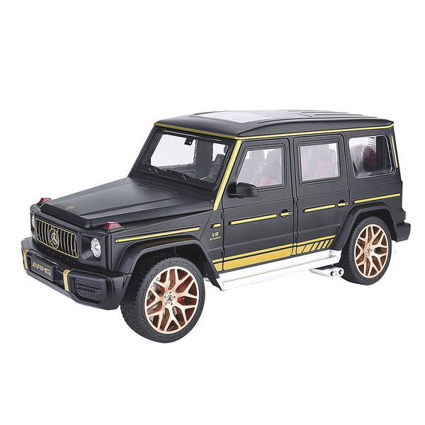 Diecast Model 1/18 Diecast Car Model Alloy Toy Car Simulation Benz-G63 Sound Light Metal Kinderspielzeug Pull Back Vehicles Kids Boys Gift 230509