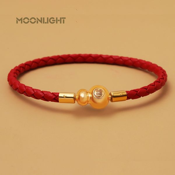 Kette MOONLIGHT Lucky Gourd Armband für Frauen echtes geflochtenes Lederarmband 9 Farben Modeaccessoires handgewebter Schmuck Geschenke 230509