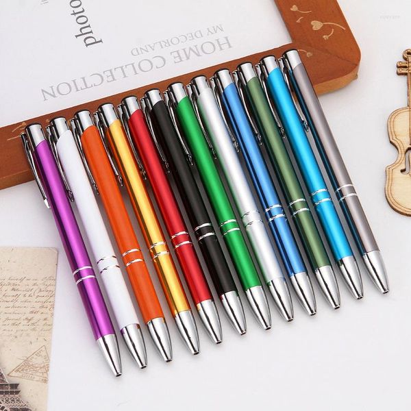 24pcs Creative Stationery Push Ball Point Pen Metal Алюминиевый стержень