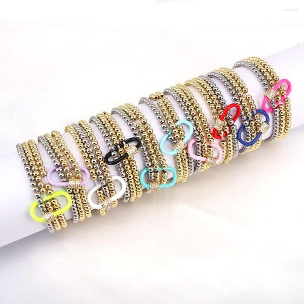 Strand 5pcs Bakır Boncuklar Bilezik Erkekler Oval CZ Vidalı Kilit Emaye Müdür Bangles Kadınlar İçin Aksesuarlar Parti Hediyeleri Jewelry