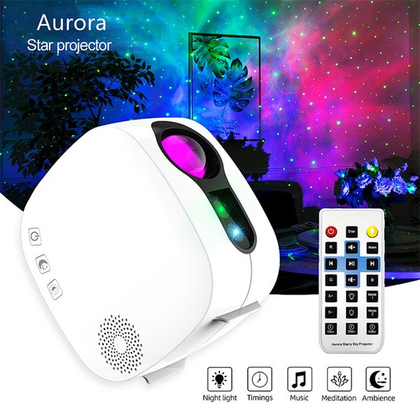 Звездный проектор Aurora, Nebula Led Galaxy Night Light, динамик дистанционного управления Bluetooth, 3D Star Moon Light для детской комнаты, вечеринка, подарок декора, кемпинг