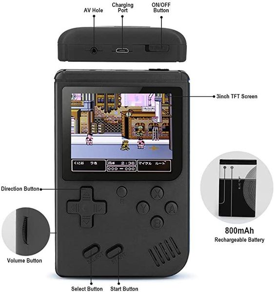 Console di gioco portatile Retro Mini Player 520 Display TV video classico da 3 pollici Due giocatori 800mAh portatile