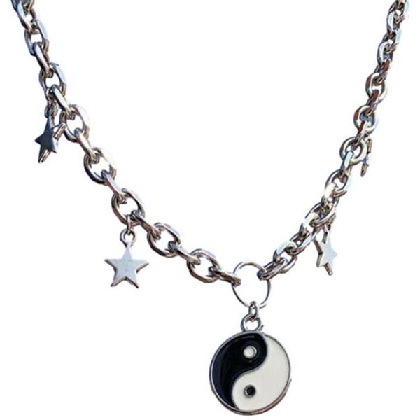 Подвесные ожерелья мода Harajuku Punk Эмалея Инь ян сплетни для женщин хип -хоп звезда Кокер подарки подарки ювелирные ювелирные украшения y2k