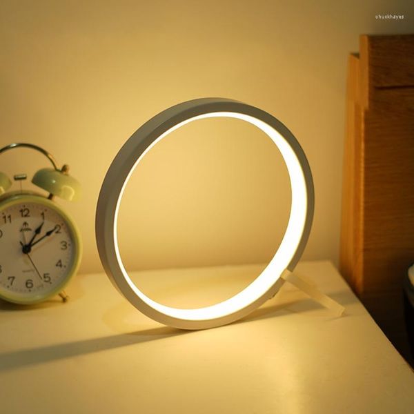 Tischlampen Einfache LED Schreibtischlampe Schlafzimmer Schlaf Touch Sensing Circular Bedside Moderne Eisen USB Nachtlicht Dekorative Beleuchtungskörper