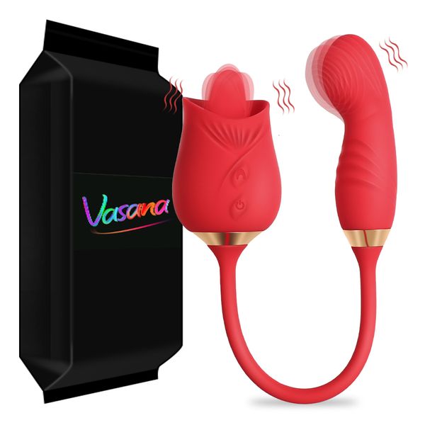 Vibratoren Vasana Rose Klitoris lecken mit großer Zunge 360° drehbares Spielzeug mit Dildo Finger wackeln Klitoris Nippel 230509