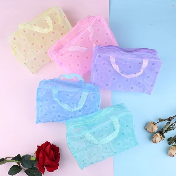 Borsa per trucco da viaggio in plastica trasparente in PVC trasparente Borsa per cosmetici con cerniera Borsa da toilette 100 pezzi