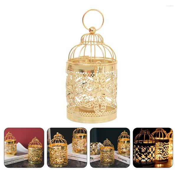 Portacandele Mini decorazione a gabbia per uccelli Porta bastoncini vintage Portacandele da tavolo Tealight Lanterne decorative in metallo