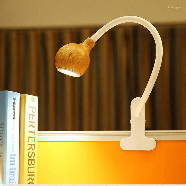 Lampade da tavolo 3W/5W LED COB Lampada da comodino Picture Spotlight Desk Clamp Clip Reading Light Switch Plug USB Wood