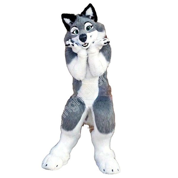 Novo adulto cão cinza lobo raposa fursuit mascote personagem personagem de anime de anime personagem tamanho adulto de Natal trajes de aniversário