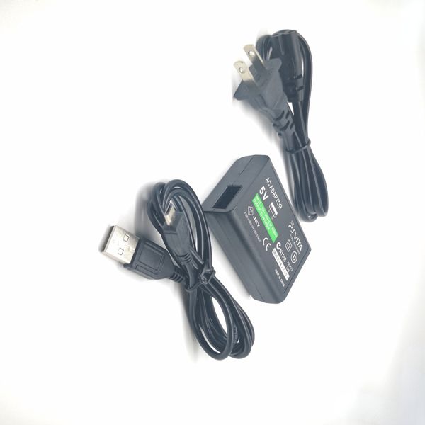 Fonte de alimentação para carregador doméstico, tomada ue e eua, adaptador ac 5v, cabo de carregamento usb para sony playstation psvita ps vita psv 2000 console