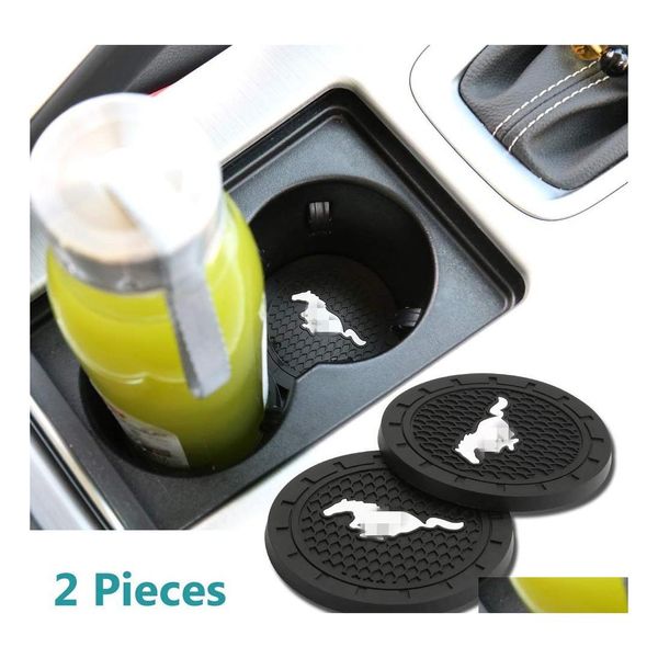 Aquecimento de veículo Copo 2 PCs 2,75 polegadas Acessórios para interiores de carro Anti Slip Slot tapetes para Mustang Todos os modelos Drop Deliver