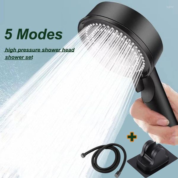 Acessório de banho Conjunto de chuveiro portátil Modos 5 modos economia de água Tubo de mangueira de alta pressão multifuncional Repleto Modern for Bathroom