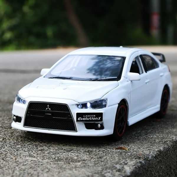 Diecast Model 1 32 Lancer Evo x 10 сплав сплав модель Diecast Metal Toy автомобили Car Model Model Sound Light Collection Kids Gift 230509