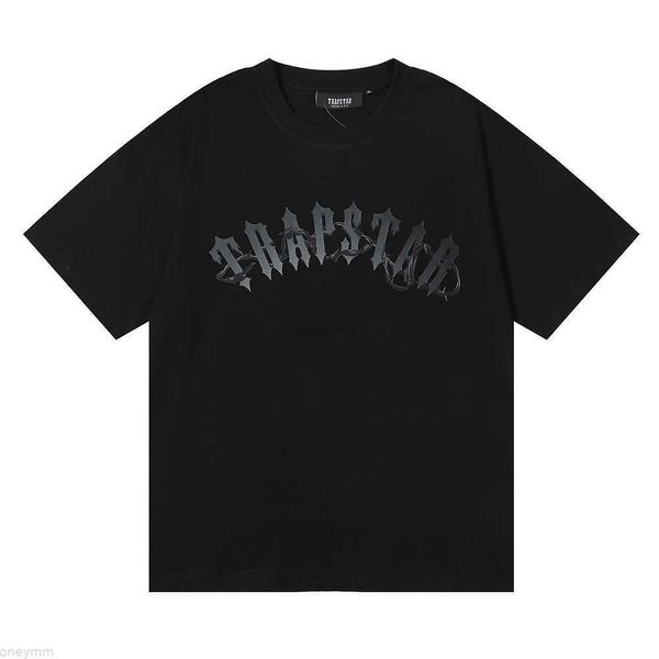 Designer Fashion Clothing Tshirt Tees Trapstar Filo spinato Arch Tee Dark Letter Print T-shirt da donna a maniche corte di tendenza allentata da uomo T-shirt casual di lusso in cotone