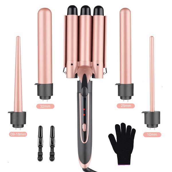 Conectores 5 em 1 Caminhão de cabelo LED LIGHT Display Multi Function Head Changg Curlg Iron 5 1 Changg Tube Curlg 230509