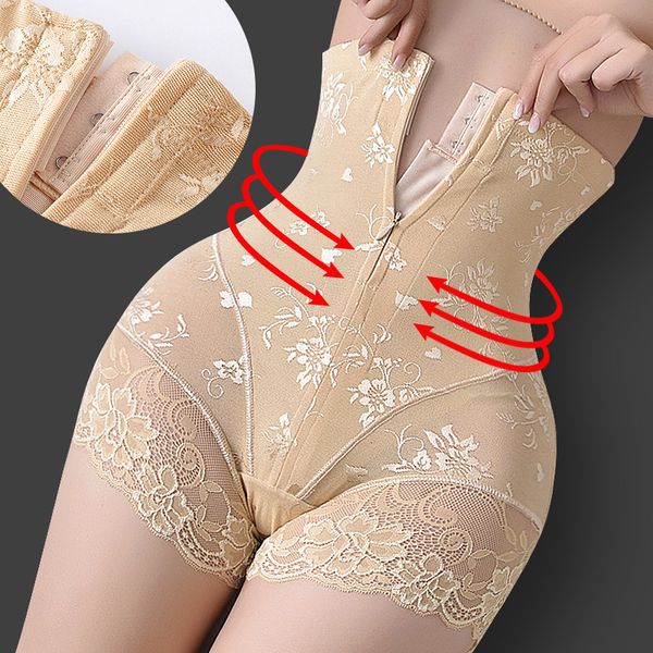 Vita Tummy Shaper Donna Tummy Control Shapewear Mutandine Pantaloncini Plus Size Butt Lifter Alta elasticità senza cuciture Dimagrante Pizzo Vita Trainer Body Shaper 230509