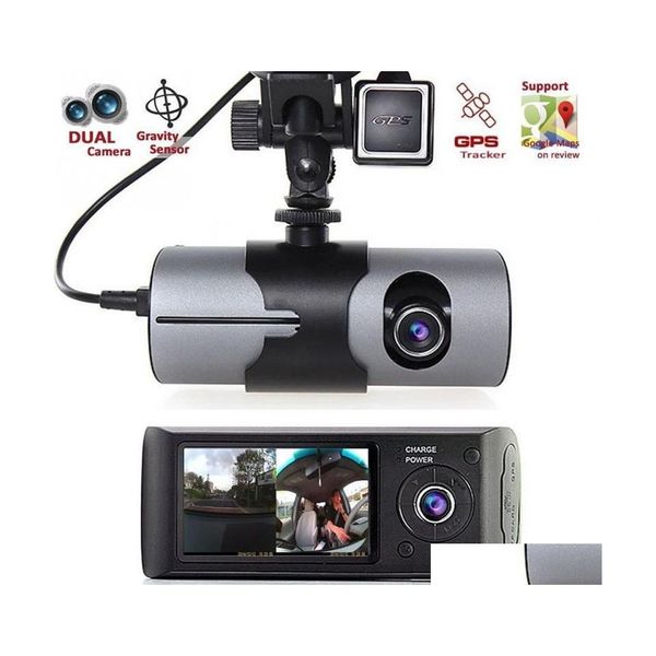 dvr per auto Dvr per auto Hd Dvr Dual Lens Gps Camera Dash Cam Vista posteriore Videoregistratore Registrator Gsensor X3000 R300 Drop Delivery Cellulari Motorcyc Dhiv0