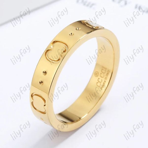 Bague de créateur en or rose Hommes Hip Hop Femmes Amour Couple Bague de Fiançailles Pour Femmes Bijoux De Luxe Rétro 925 Argent Lettre Anelli Ringe G Hot