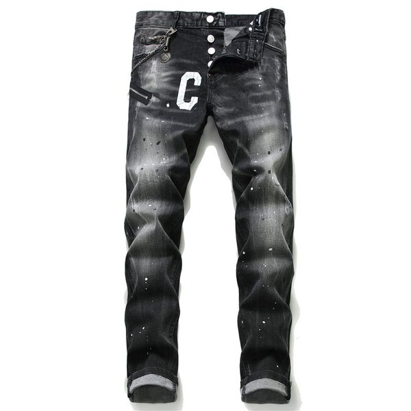 Preço baixo ~ Jeans Mens Stree Denim Lágrimas Designer de Luxo Homens Calças Bordadas Calças Buracos Roupas Tamanho EUA 28-38 2023. bom v6