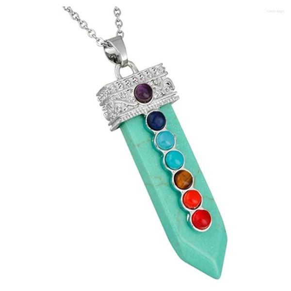 Collane con ciondolo Placcato in argento a forma di spada Collana con chakra in pietra curativa con turchesi verdi Opalite Opal Jewelry